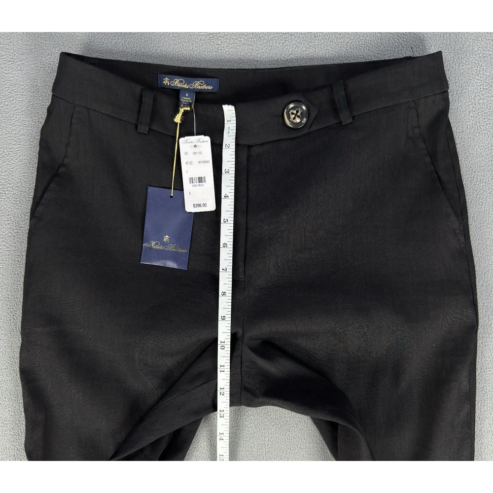 Brooks Brothers Pants Slacks Womens 8 Black Linen Old Money Minimalist New - Picture 6 of 12